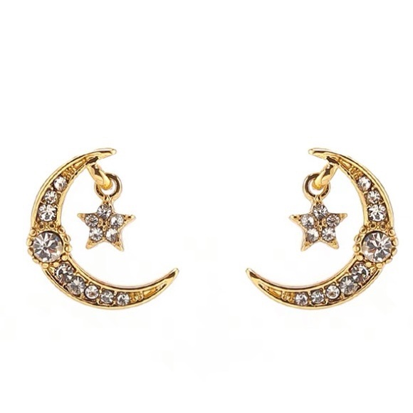 Jewelry - ❣️$25/3❣️ Moon and Dangle Star Rhinestones Earrings